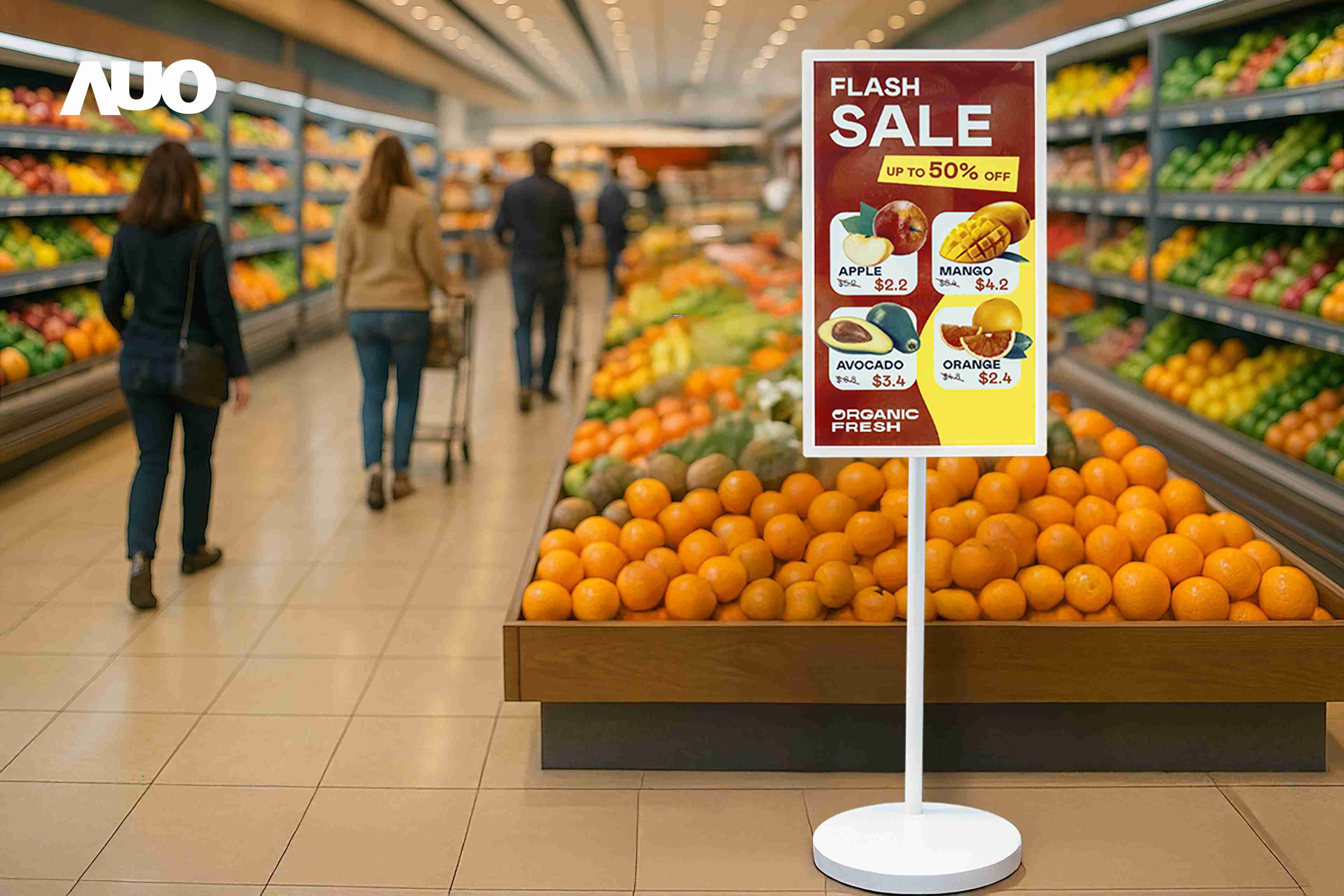 达擎首亮相低功耗、、、、全彩的〝aecoPost电子纸解决方案〞，，，仅在更新画面时需要微量的电力驱动，，，，无需布建电线的便捷设计，，，，使其可灵活应用、、、随意置放，，并可透过云端或行动装置app，，轻松管理及排程广告内容，，晋升店头营销利器。。。。